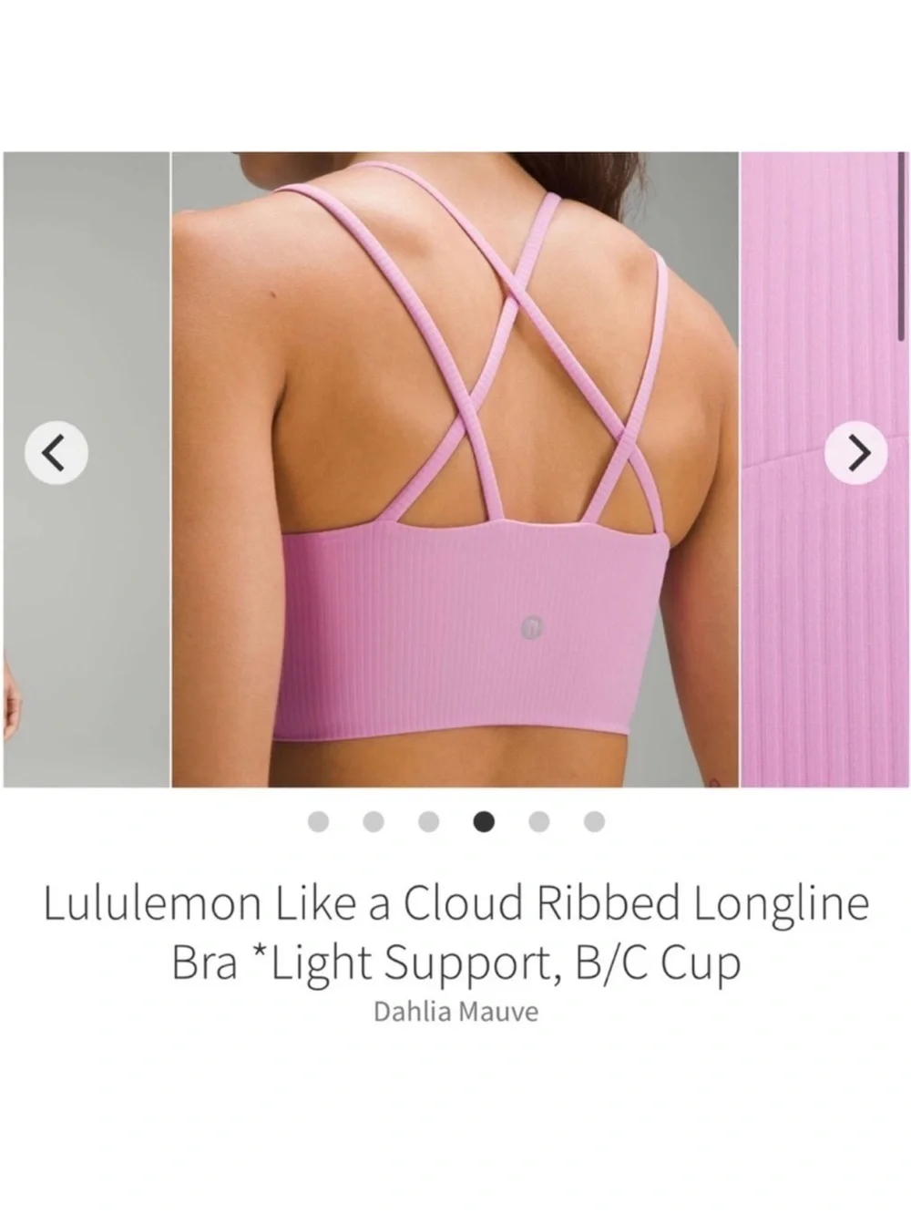 Lululemon Like A Cloud Ribbed Longline Bra Dahlia Mauve Sz 4 B/ C